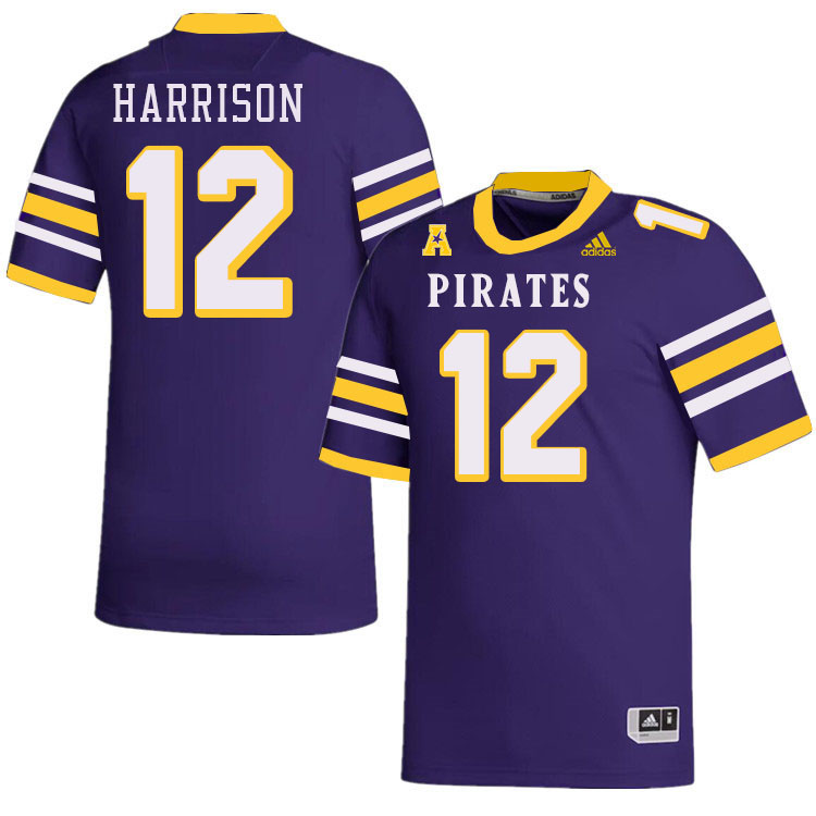 Men #12 Bryson Harrison ECU Pirates College Football Jerseys Stitched-Throwback